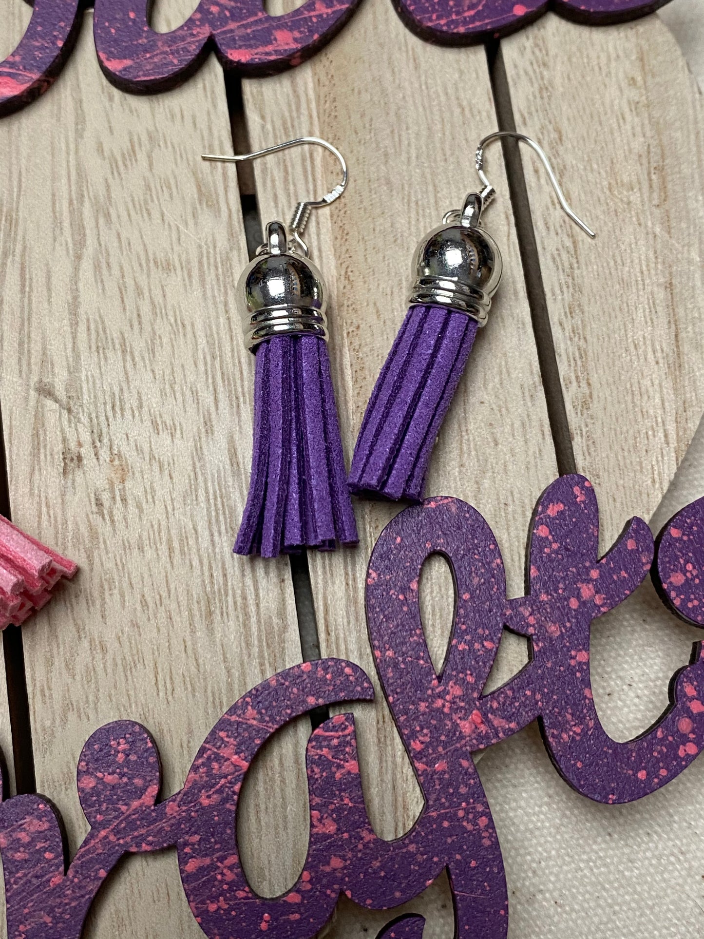 Coloured tassel silver earrings
