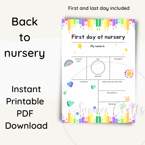 A4 Back To Nursery Instant PDF Download // Printable, First And.