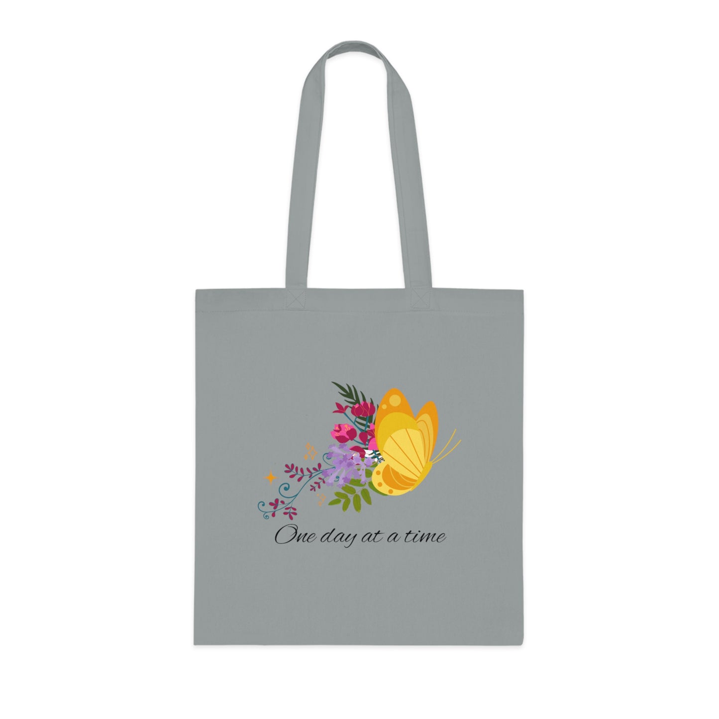 One day at a time Cotton Tote Bag // Positive, motivational affirmation. Handy lightweight colourful bag