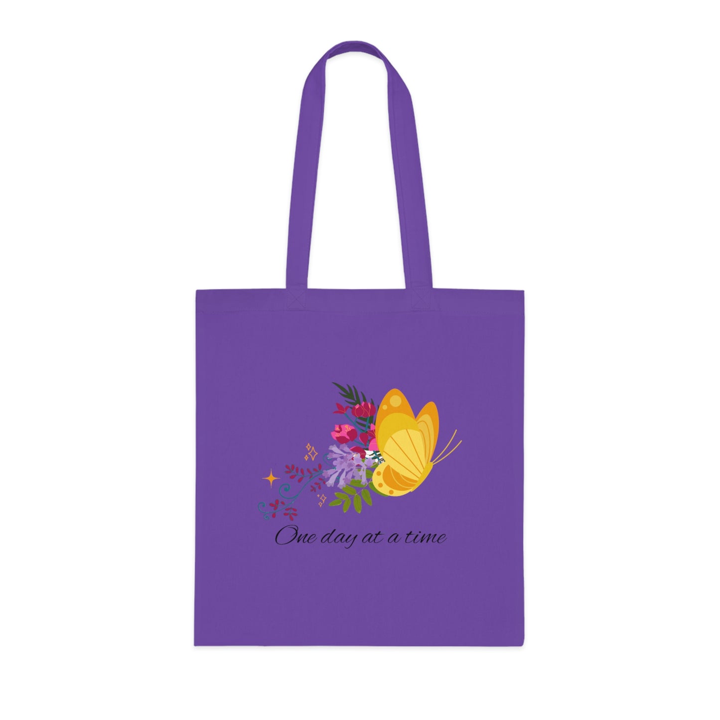 One day at a time Cotton Tote Bag // Positive, motivational affirmation. Handy lightweight colourful bag