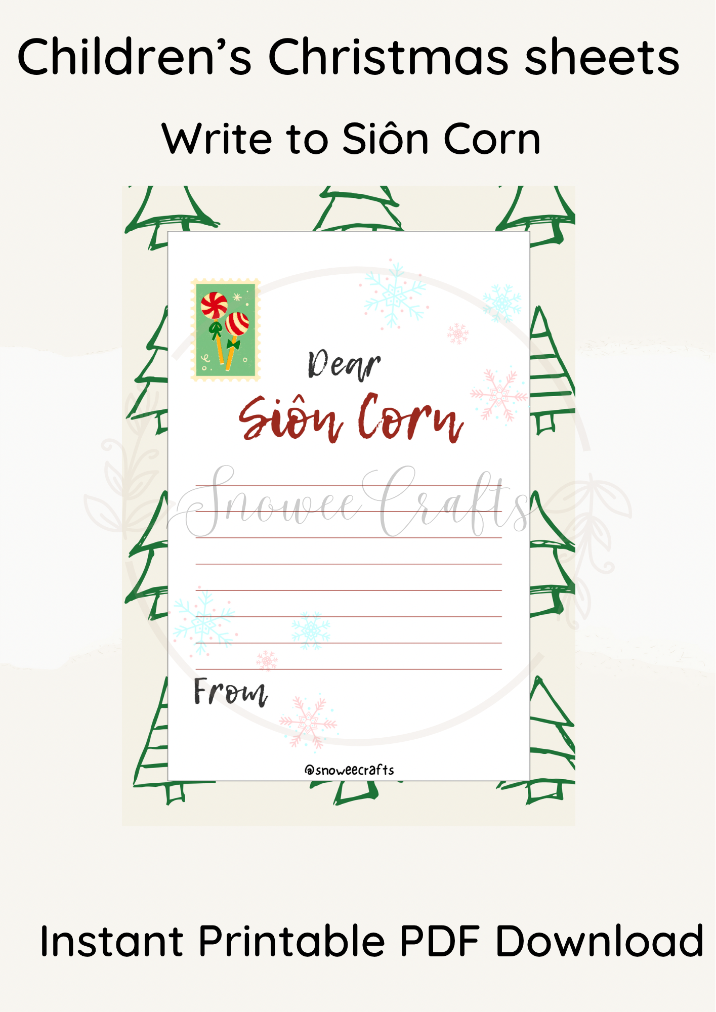 Write to Siôn Corn printable instant downloads