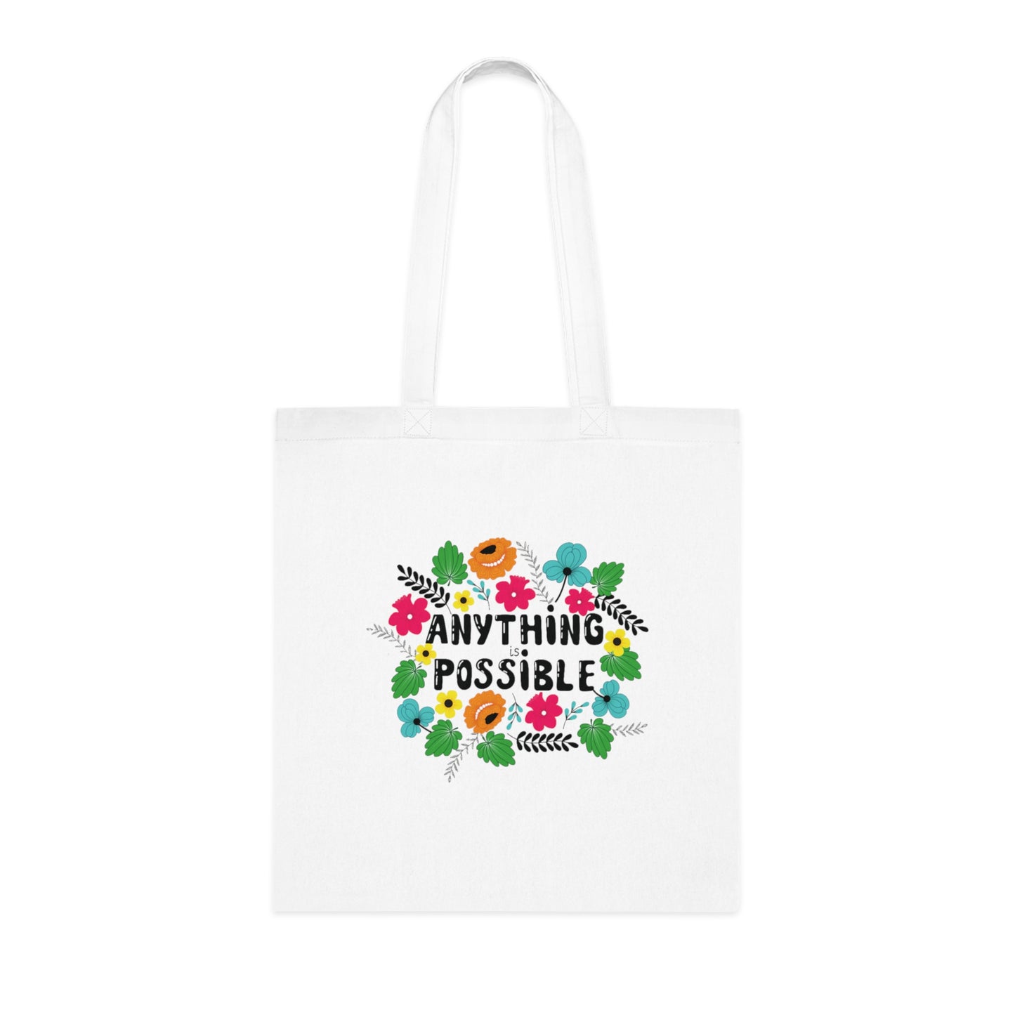 Anything is possible Cotton Tote Bag // Positive, motivational affirmation. Handy lightweight colourful bag