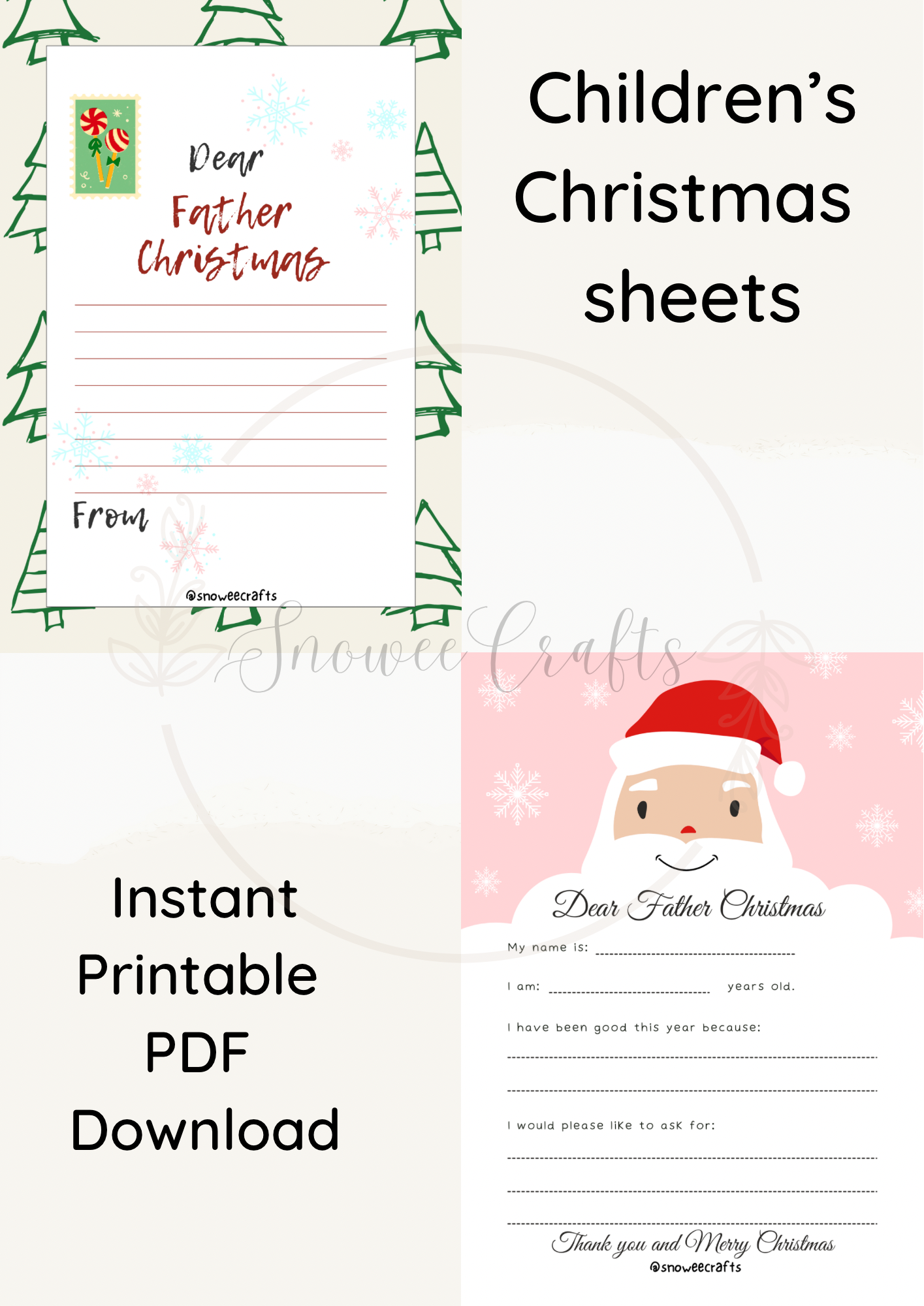 Write to Father christmas printable instant downloads