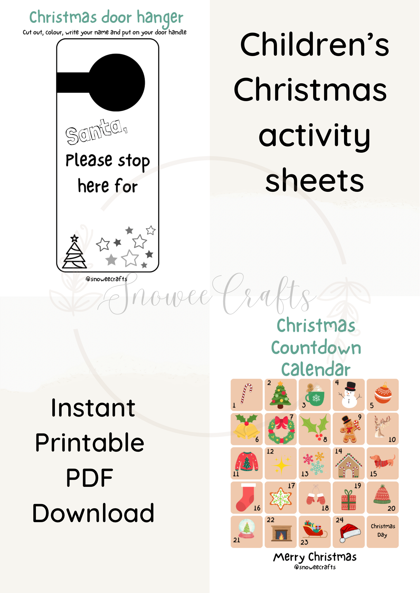 Christmas activity sheets printable instant downloads