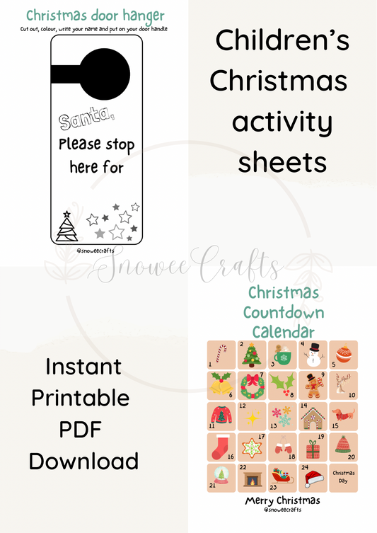 Christmas activity sheets printable instant downloads