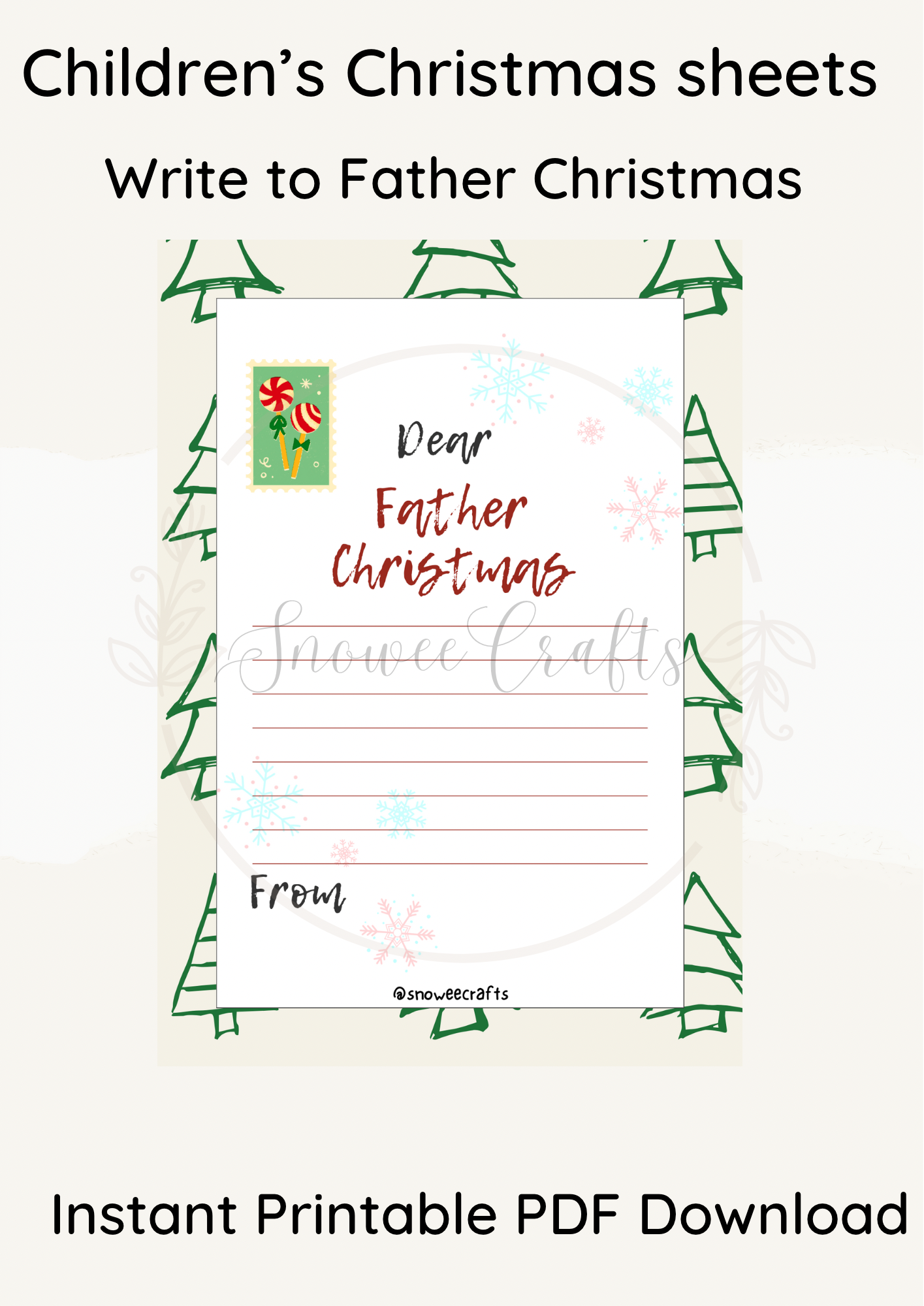 Write to Father christmas printable instant downloads