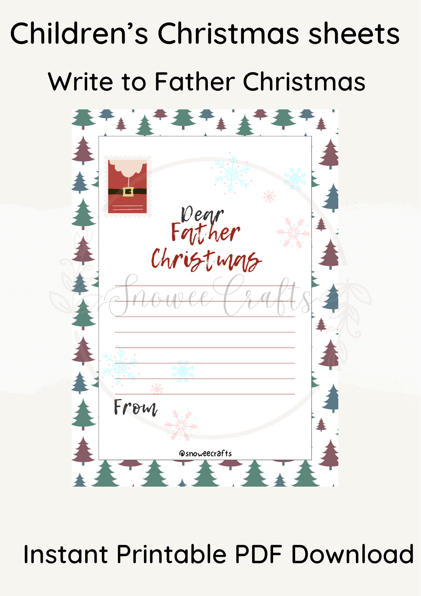 Write to Father christmas printable instant downloads