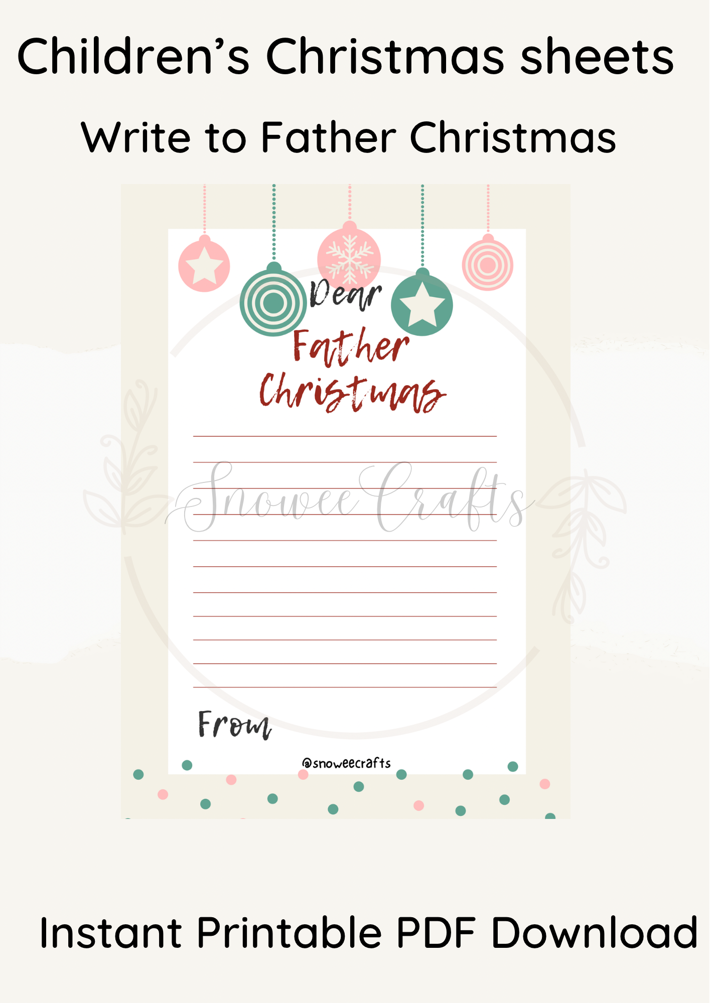 Write to Father christmas printable instant downloads