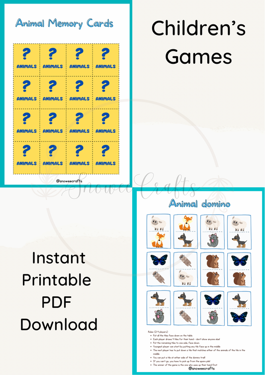 Printable children’s games - animal theme