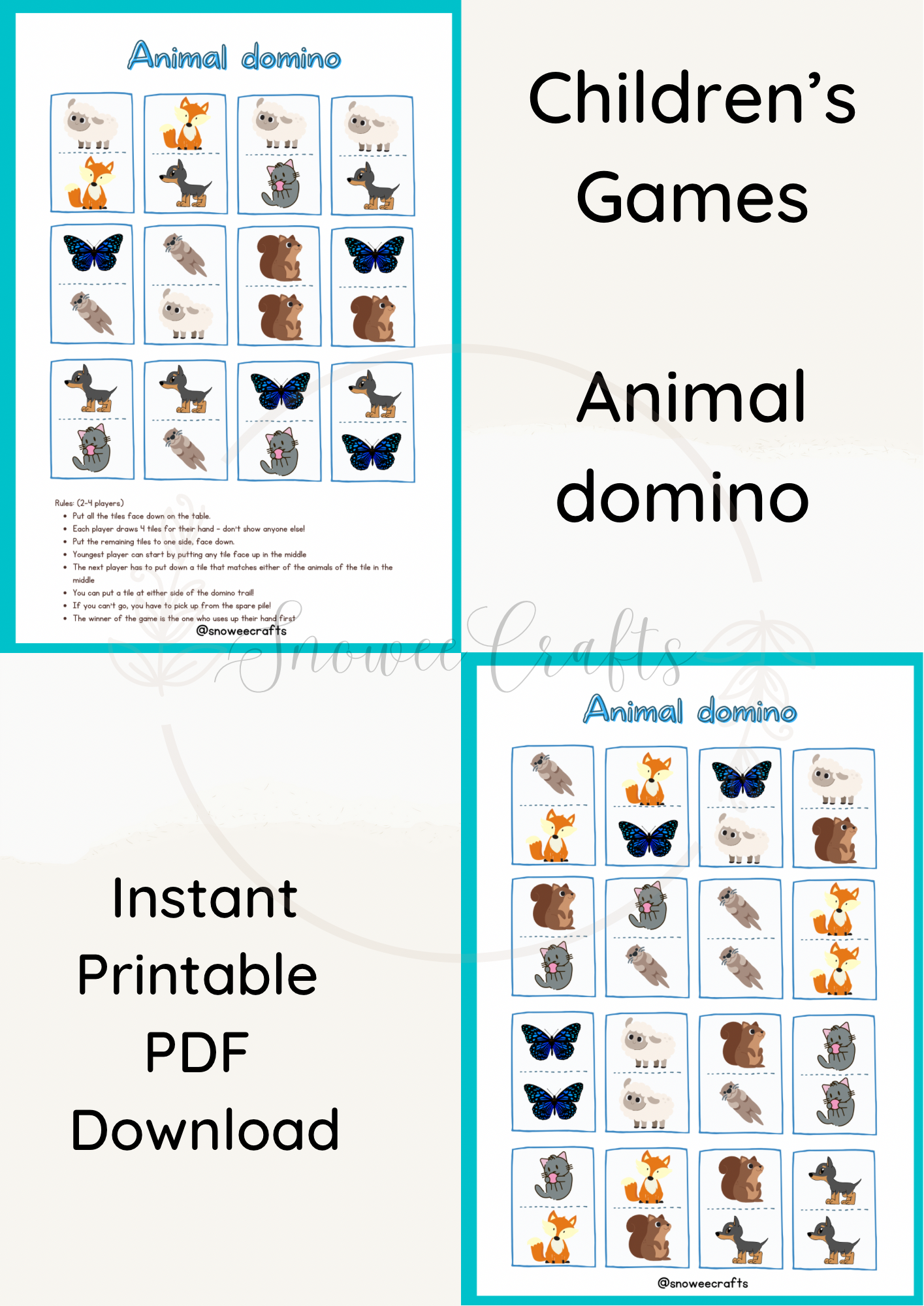 Printable children’s games - animal theme