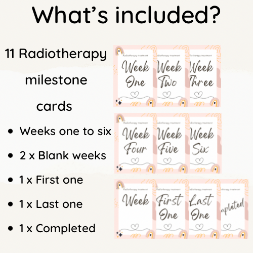 Cancer Milestone cards // Set of 11, Printable, Radiotherapy, A6 (4"x6")