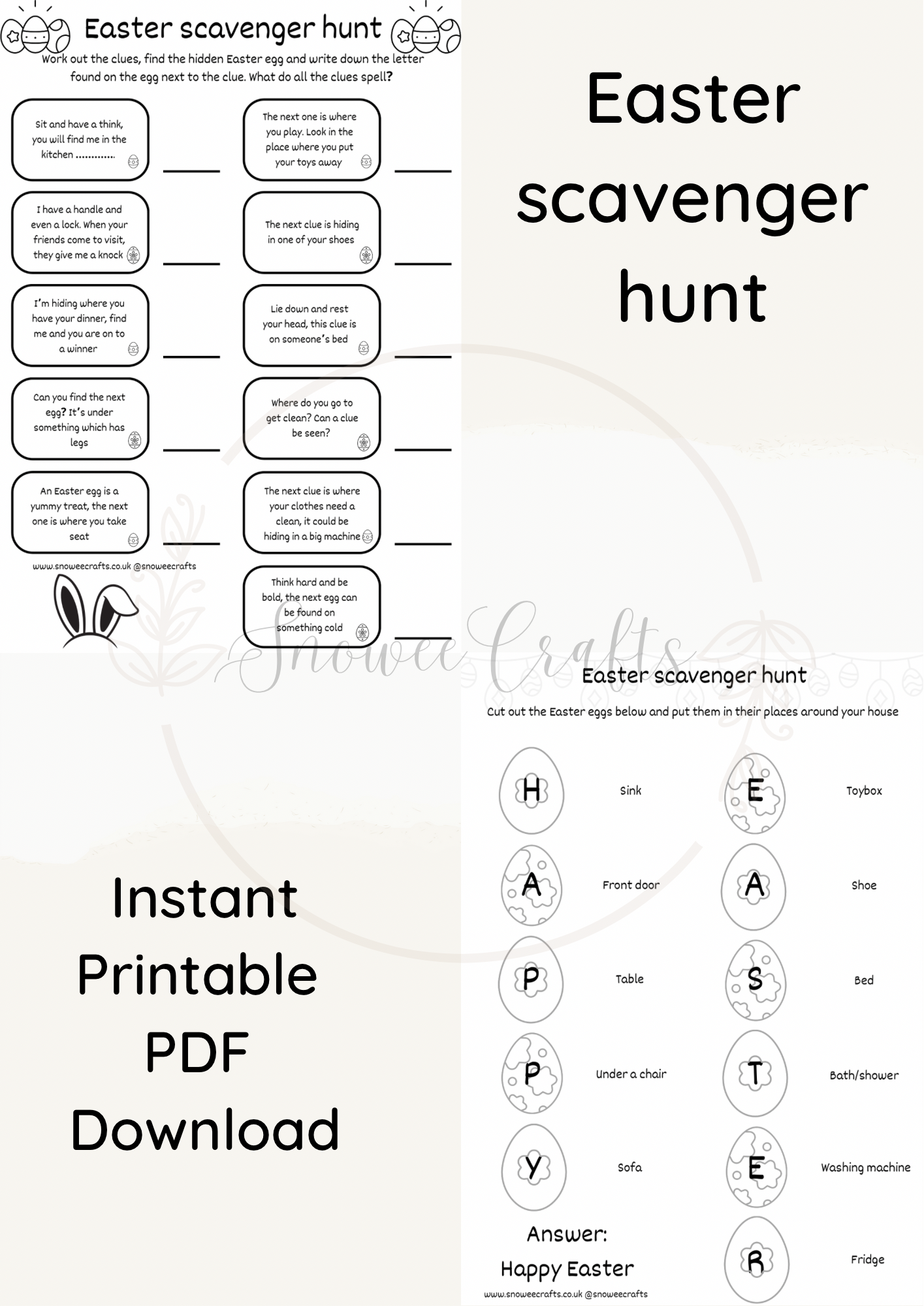 Easter scavenger hunt clue and answer sheet