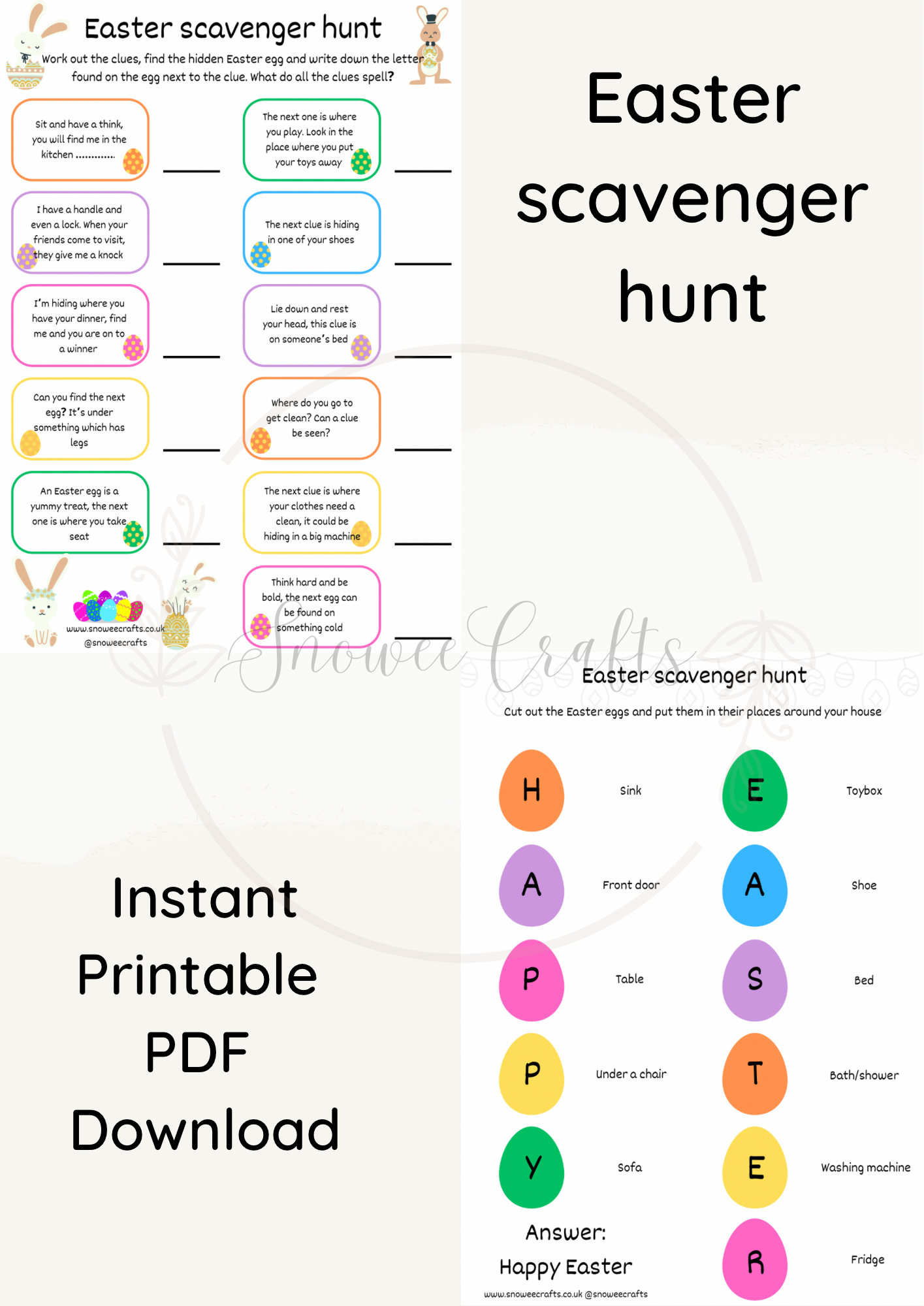 Easter scavenger hunt clue and answer sheet