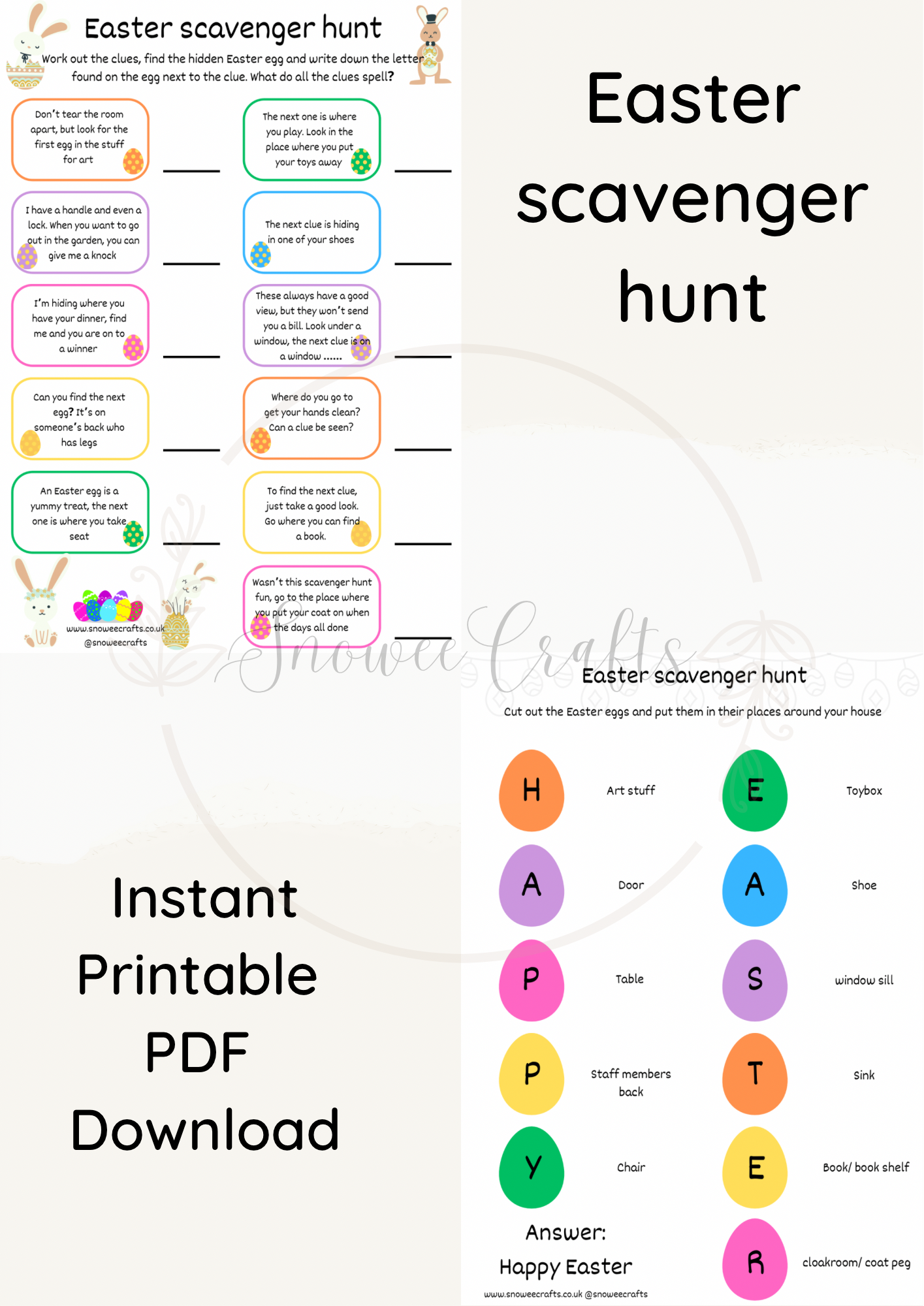 Easter scavenger hunt clue and answer sheet